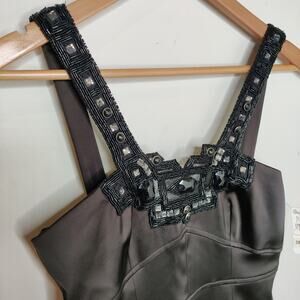 David Meister NWT Black Beaded Neckline Cocktail Dress Size 2